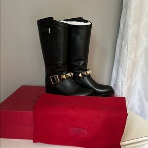 Valentino Rockstud Moto Boots